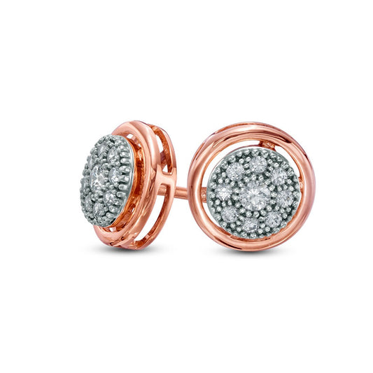 0.2 CT. T.W. Composite Diamond Frame Stud Earrings in 10K Rose Gold