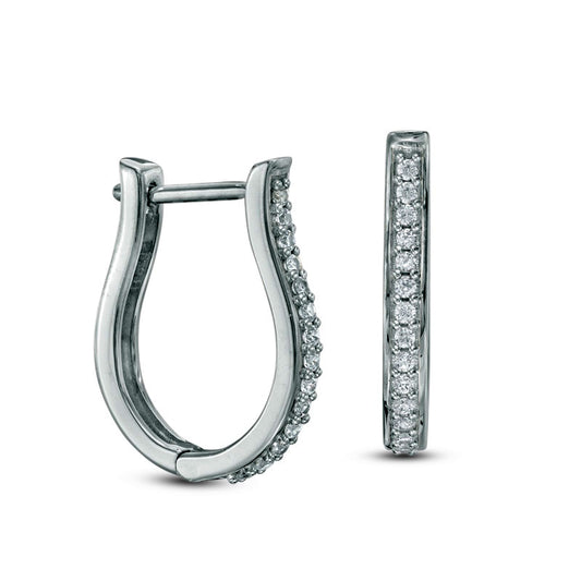 0.2 CT. T.W. Diamond Oval Huggie Hoop Earrings in 10K White Gold