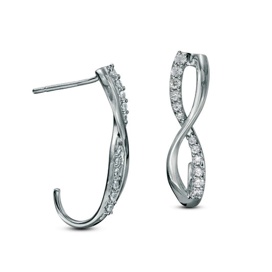 0.25 CT. T.W. Diamond Infinity J-Hoop Earrings in 10K White Gold