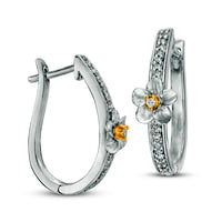 0.2 CT. T.W. Diamond Hoop Flower Earrings in Sterling Silver and 10K Gold