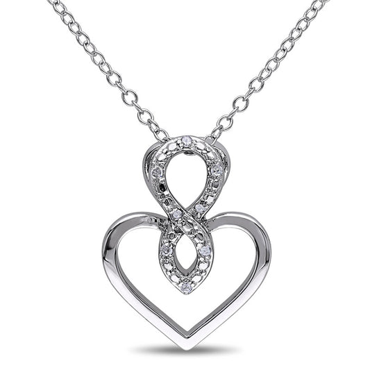 0.05 CT. T.W. Natural Diamond Infinity Heart Pendant in Sterling Silver