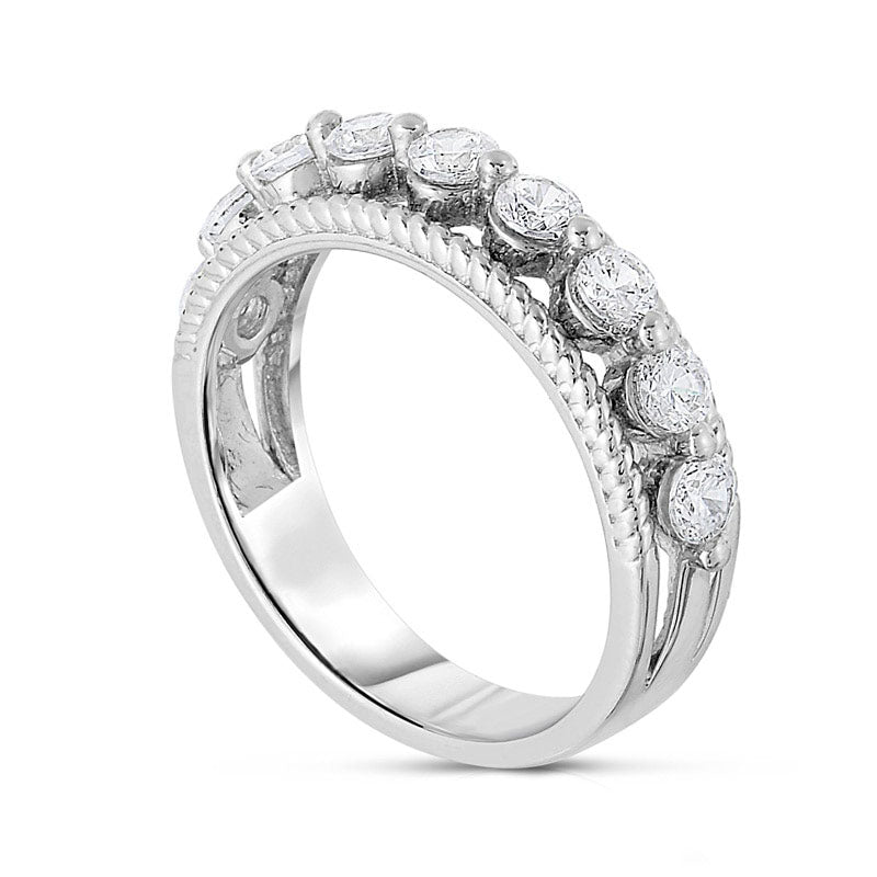 1.0 CT. T.W. Natural Diamond Anniversary Band in Solid 14K White Gold