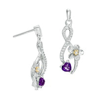 Heart-Shaped Amethyst and 0.1 CT. T.W. Diamond Infinity Flower Drop Earrings in Sterling Silver and 10K Gold