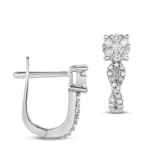 0.38 CT. T.W. Diamond Composite Crossover Hoop Drop Earrings in 10K White Gold