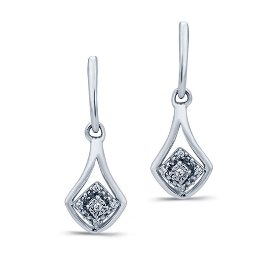 Diamond Accent Squared Teardrop Earrings in 10K White Gold