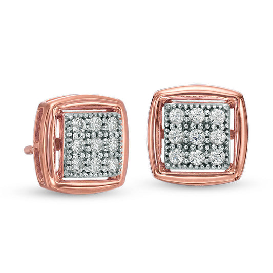 0.2 CT. T.W. Composite Diamond Square Frame Stud Earrings in 10K Rose Gold