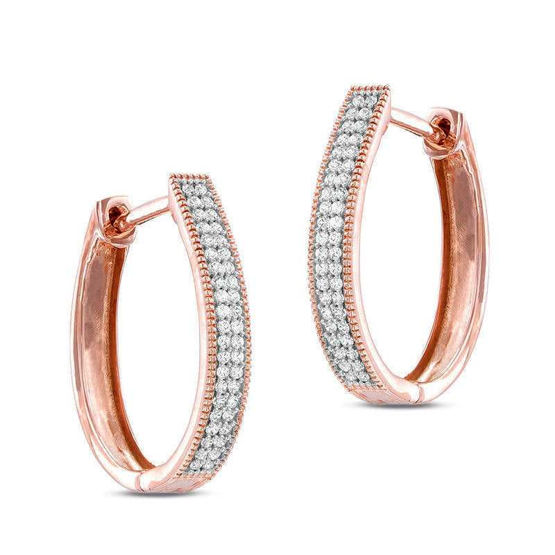 0.25 CT. T.W. Diamond Double Row Hoop Earrings in 10K Rose Gold