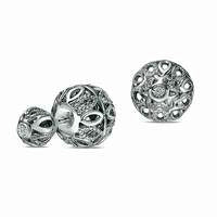 0.1 CT. T.W. Diamond XO Pattern Circle Stud Earrings in Sterling Silver