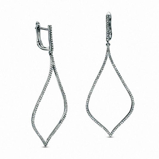 1 CT. T.W. Diamond Flame-Shaped Pendulum Drop Earrings in 10K White Gold