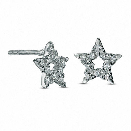 0.25 CT. T.W. Diamond Open Star Stud Earrings in 10K White Gold