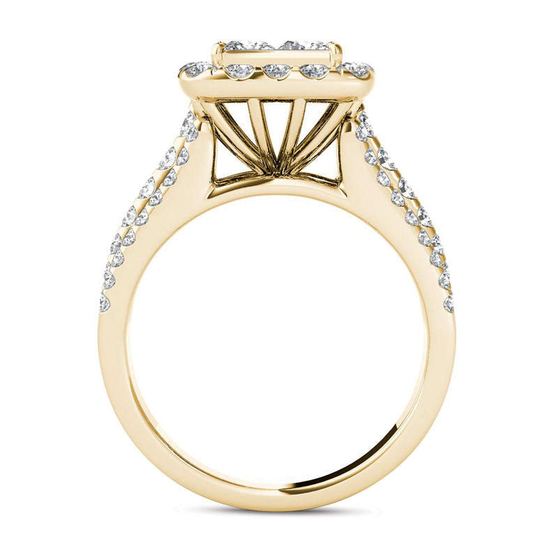 2.0 CT. T.W. Quad Princess-Cut Natural Diamond Frame Engagement Ring in Solid 14K Gold