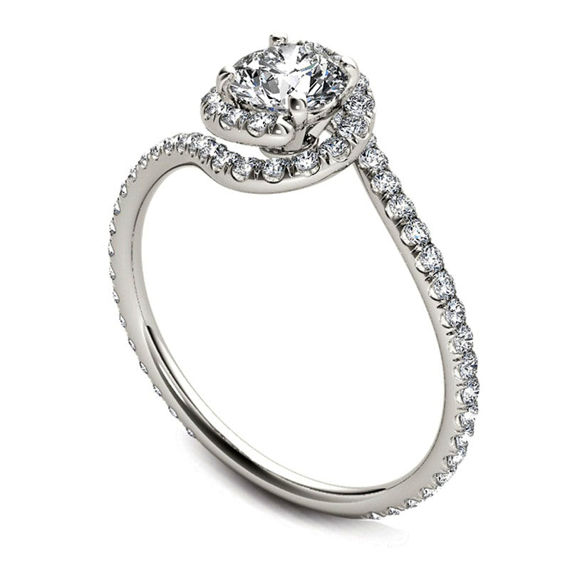 1.0 CT. T.W. Natural Diamond Bypass Swirl Engagement Ring in Solid 14K White Gold