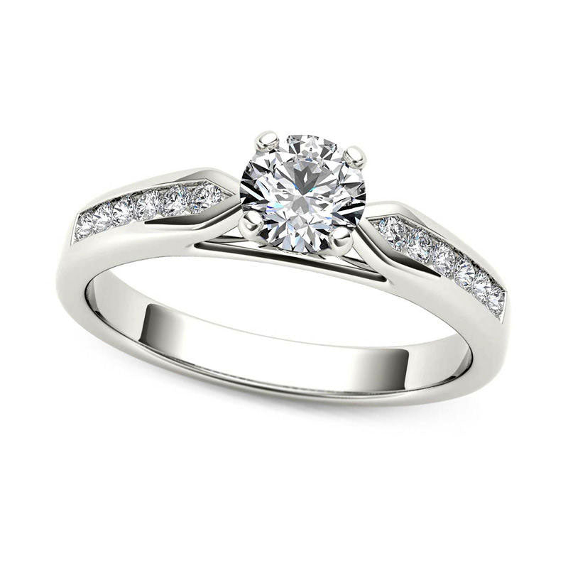 0.63 CT. T.W. Natural Diamond Engagement Ring in Solid 14K White Gold