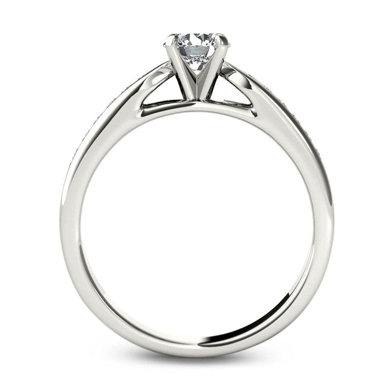 0.63 CT. T.W. Natural Diamond Engagement Ring in Solid 14K White Gold