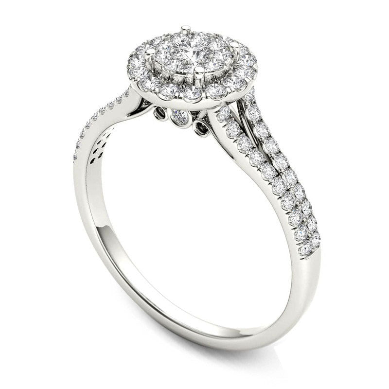 0.50 CT. T.W. Composite Natural Diamond Frame Engagement Ring in Solid 14K White Gold