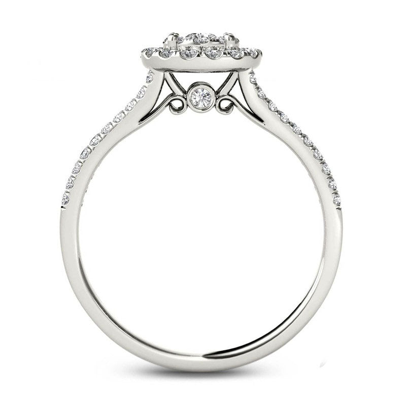 0.50 CT. T.W. Composite Natural Diamond Frame Engagement Ring in Solid 14K White Gold