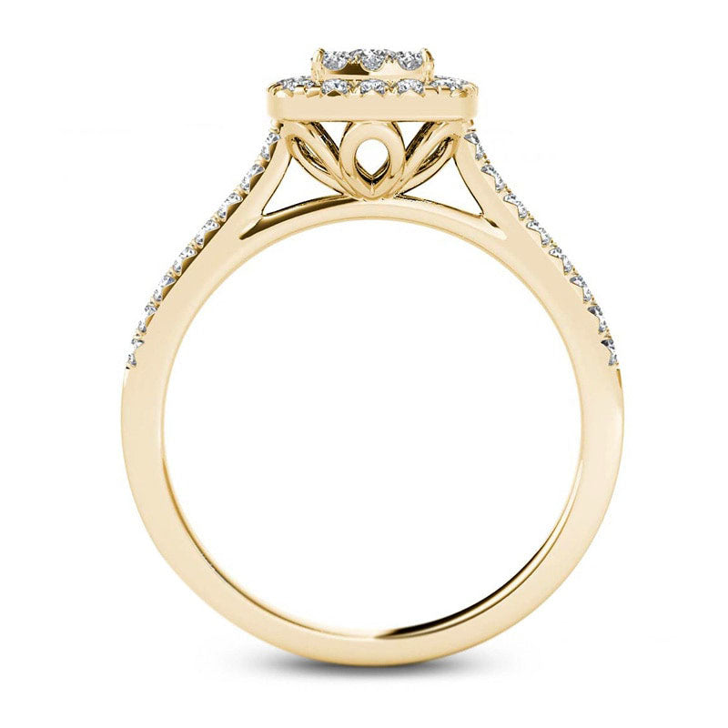 0.50 CT. T.W. Composite Natural Diamond Square Frame Engagement Ring in Solid 14K Gold