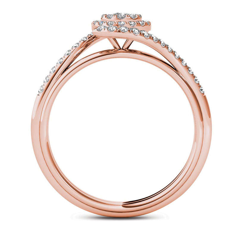 0.38 CT. T.W. Composite Natural Diamond Frame Bypass Engagement Ring in Solid 14K Rose Gold