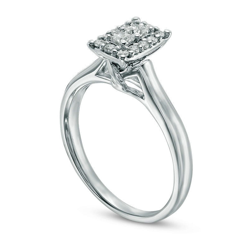 0.33 CT. T.W. Composite Natural Diamond Rectangular Frame Engagement Ring in Solid 10K White Gold