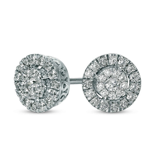 0.25 CT. T.W. Diamond Frame Stud Earrings in 10K White Gold