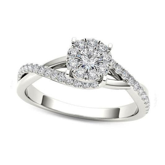 0.50 CT. T.W. Natural Diamond Bypass Engagement Ring in Solid 14K White Gold