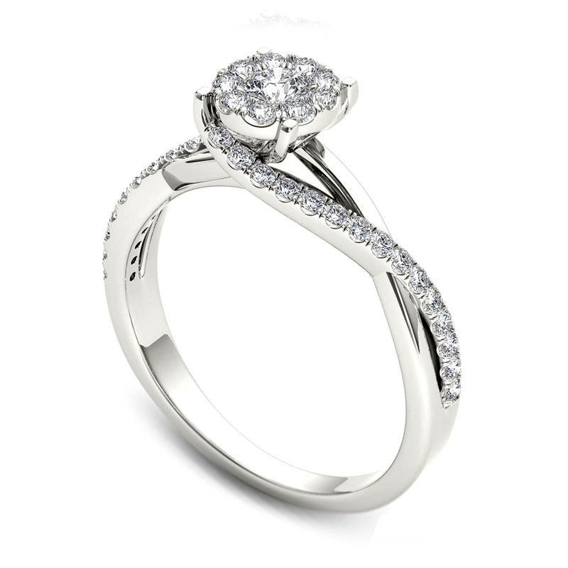 0.50 CT. T.W. Natural Diamond Bypass Engagement Ring in Solid 14K White Gold