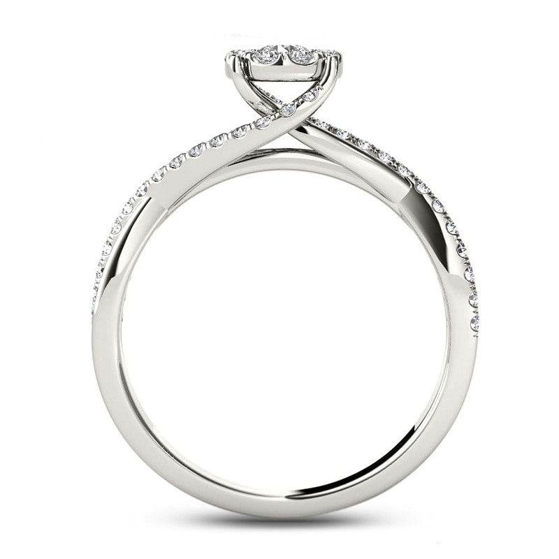 0.50 CT. T.W. Natural Diamond Bypass Engagement Ring in Solid 14K White Gold