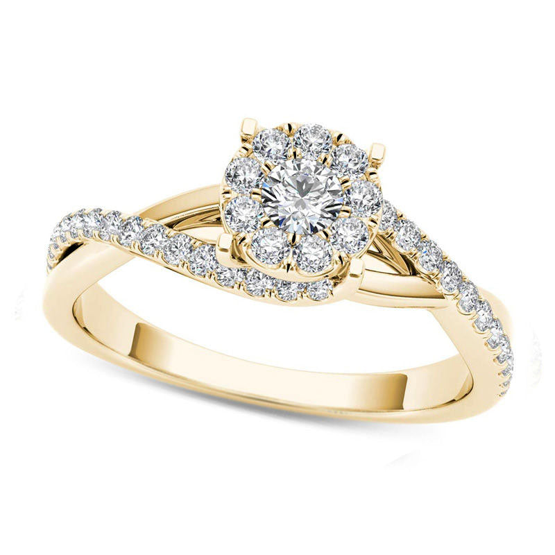 0.50 CT. T.W. Natural Diamond Bypass Engagement Ring in Solid 14K Gold