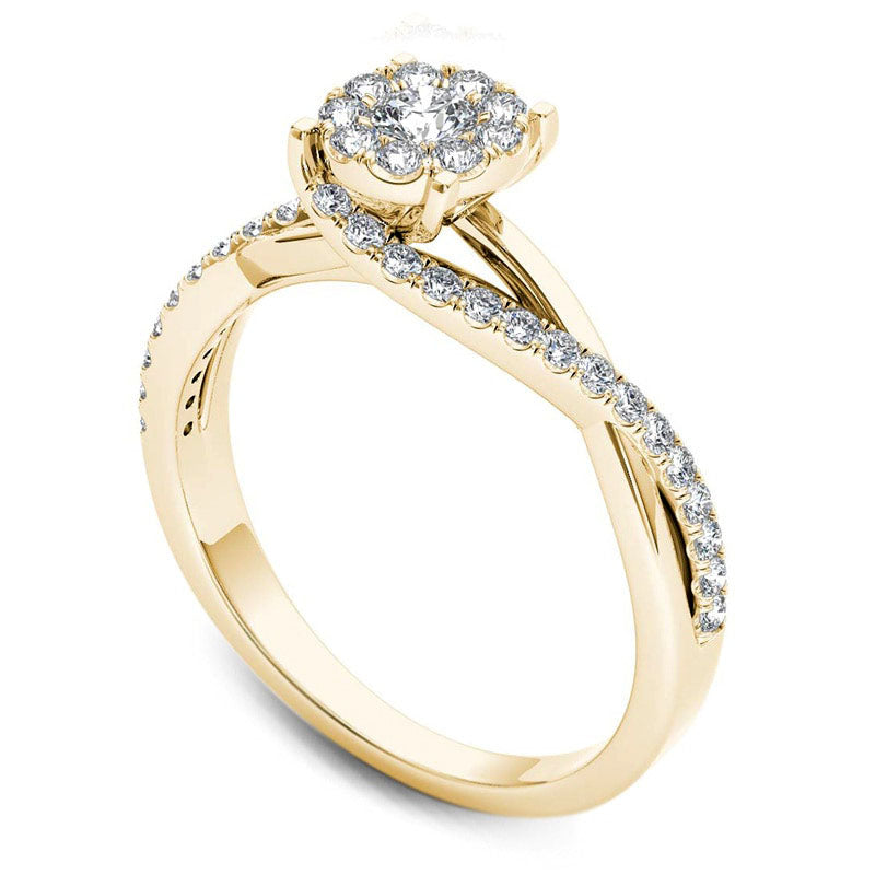 0.50 CT. T.W. Natural Diamond Bypass Engagement Ring in Solid 14K Gold