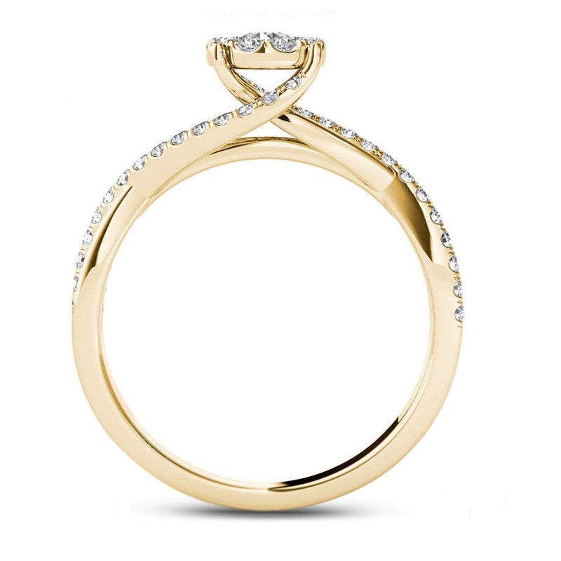 0.50 CT. T.W. Natural Diamond Bypass Engagement Ring in Solid 14K Gold