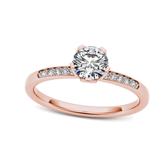 0.50 CT. T.W. Natural Diamond Engagement Ring in Solid 14K Rose Gold