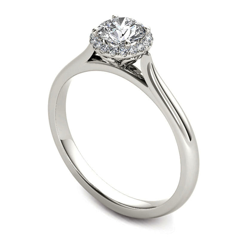 0.50 CT. T.W. Natural Diamond Frame Engagement Ring in Solid 14K White Gold