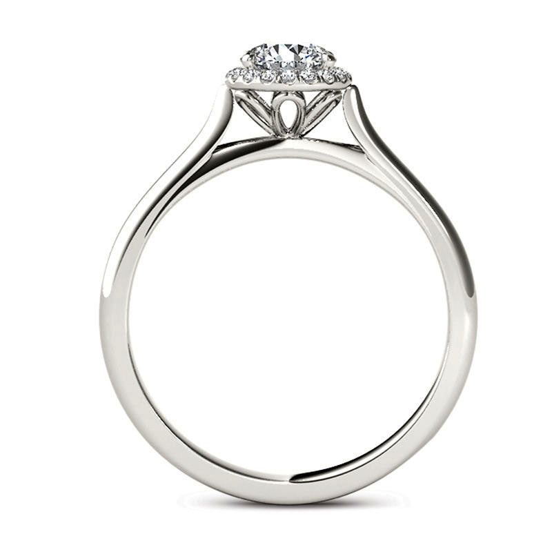 0.50 CT. T.W. Natural Diamond Frame Engagement Ring in Solid 14K White Gold