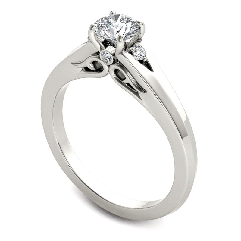 0.50 CT. T.W. Natural Diamond Engagement Ring in Solid 14K White Gold