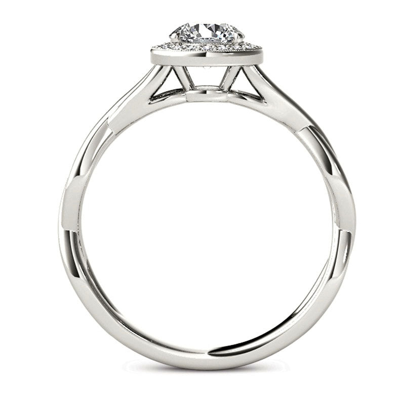 0.50 CT. T.W. Natural Diamond Frame Twist Shank Engagement Ring in Solid 14K White Gold