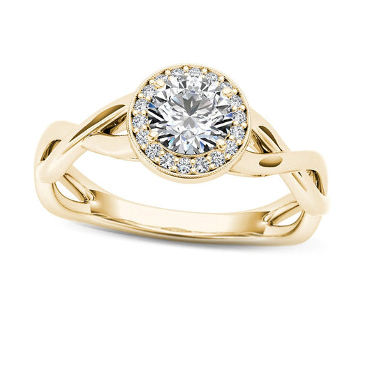 0.50 CT. T.W. Natural Diamond Frame Twist Shank Engagement Ring in Solid 14K Gold