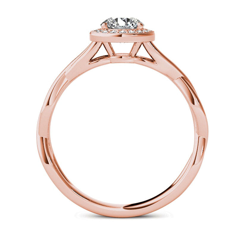 0.50 CT. T.W. Natural Diamond Frame Twist Shank Engagement Ring in Solid 14K Rose Gold