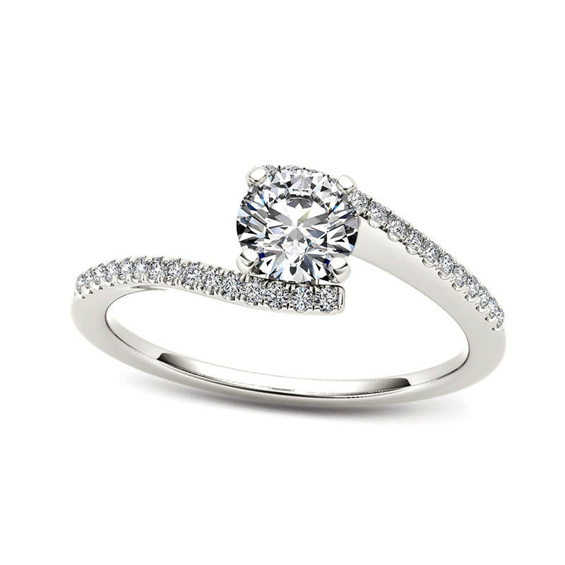 0.75 CT. T.W. Natural Diamond Bypass Engagement Ring in Solid 14K White Gold