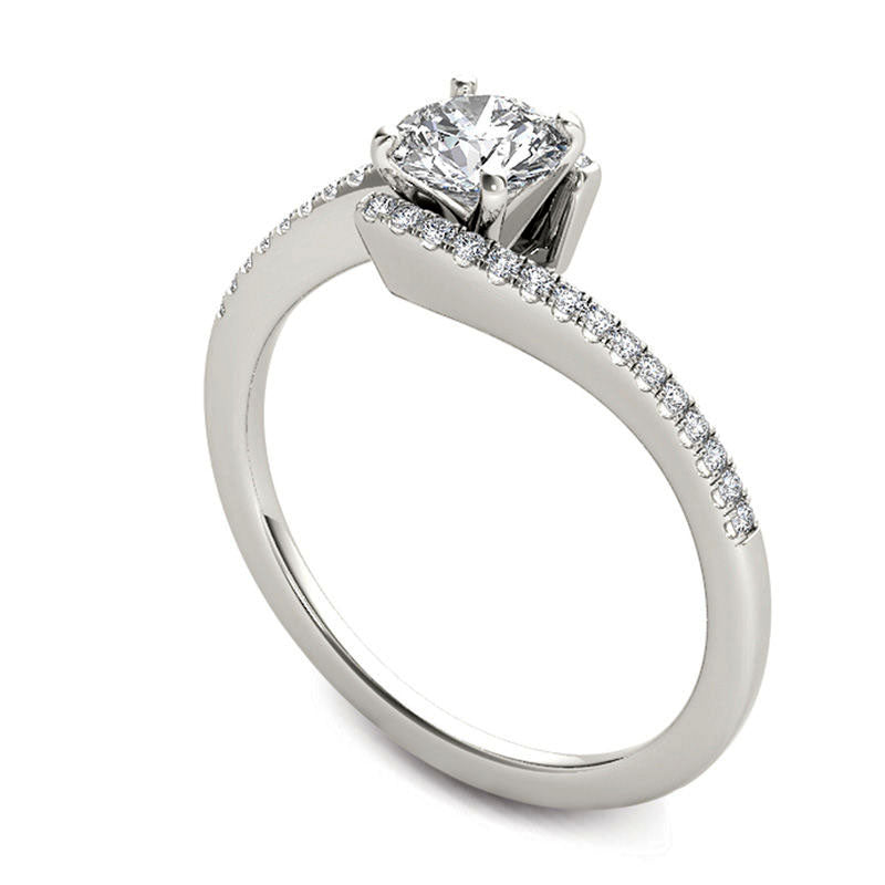 0.75 CT. T.W. Natural Diamond Bypass Engagement Ring in Solid 14K White Gold