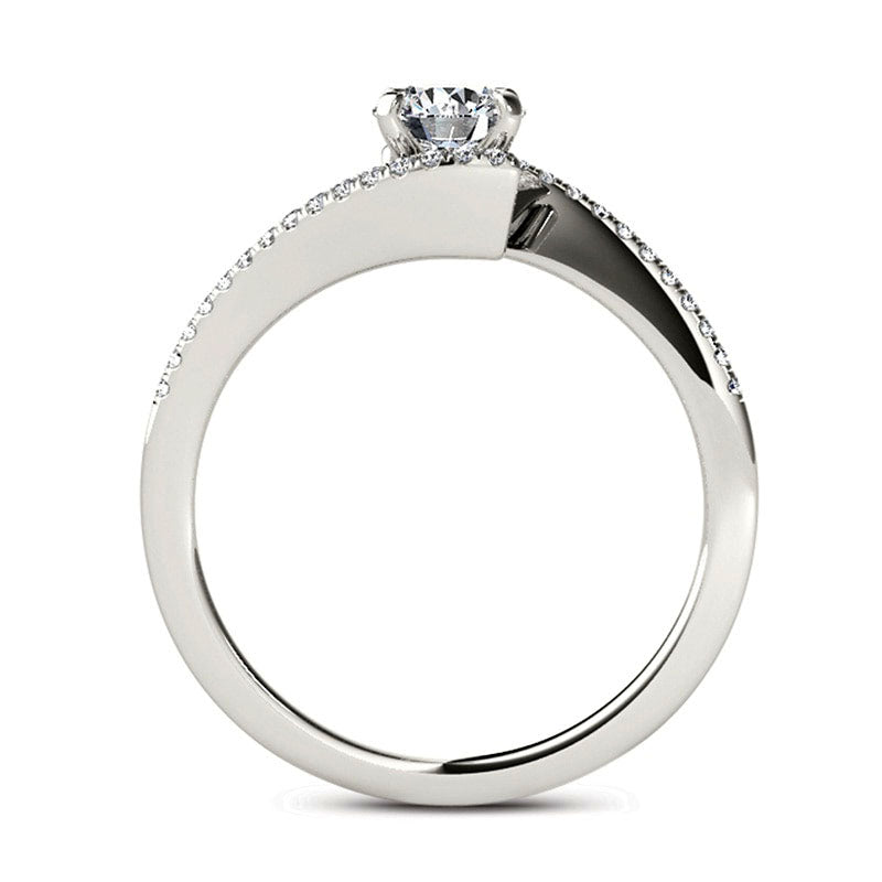 0.75 CT. T.W. Natural Diamond Bypass Engagement Ring in Solid 14K White Gold