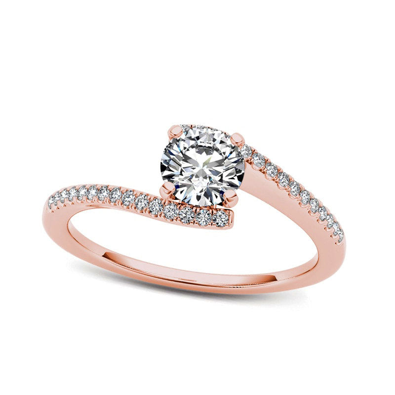 0.75 CT. T.W. Natural Diamond Bypass Engagement Ring in Solid 14K Rose Gold