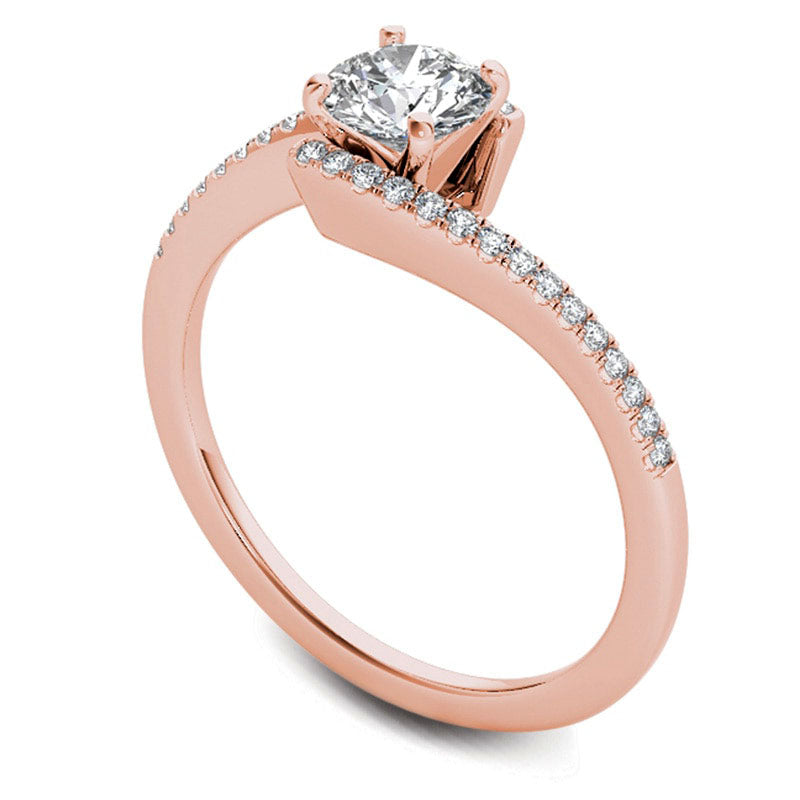 0.75 CT. T.W. Natural Diamond Bypass Engagement Ring in Solid 14K Rose Gold