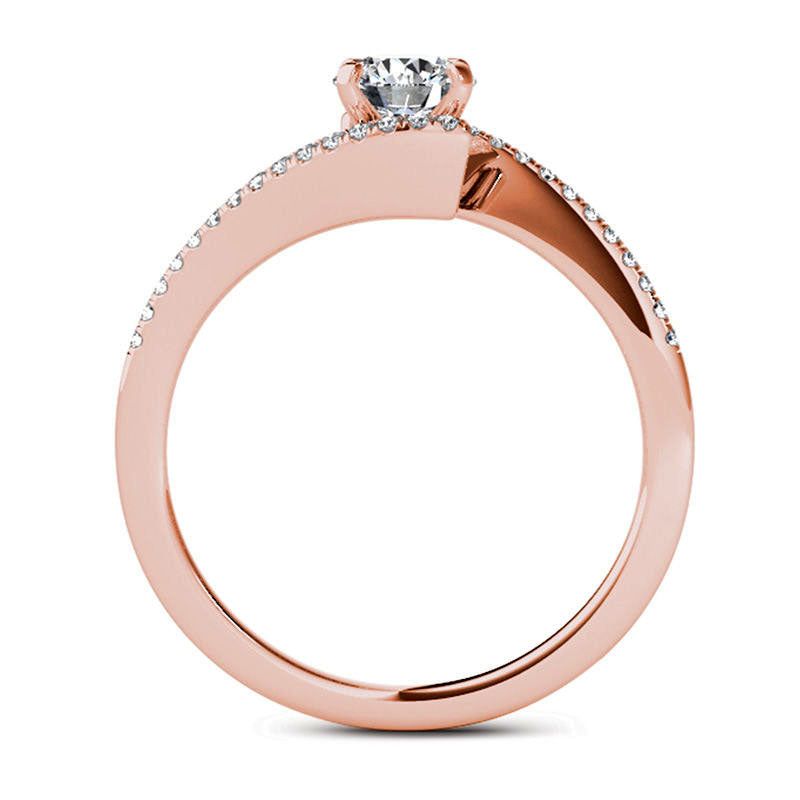 0.75 CT. T.W. Natural Diamond Bypass Engagement Ring in Solid 14K Rose Gold