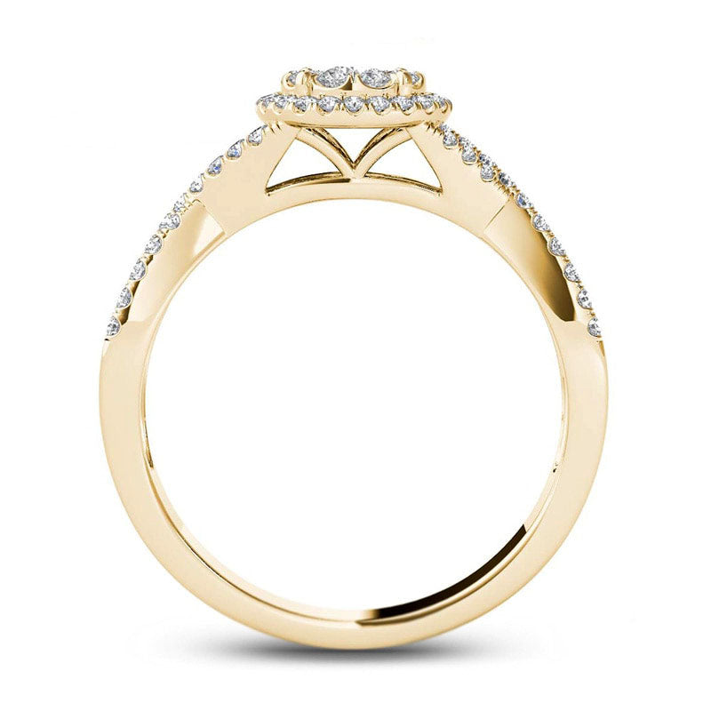 0.50 CT. T.W. Natural Diamond Frame Twist Shank Engagement Ring in Solid 14K Gold