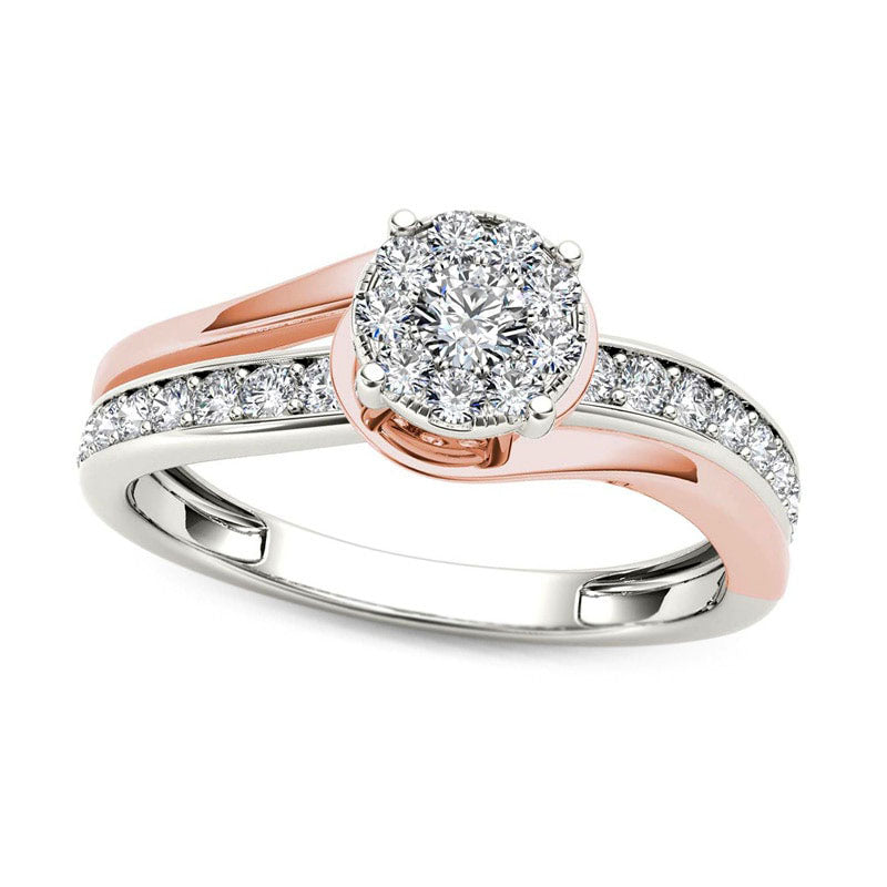 0.38 CT. T.W. Natural Diamond Frame Bypass Engagement Ring in Solid 14K Two-Tone Gold