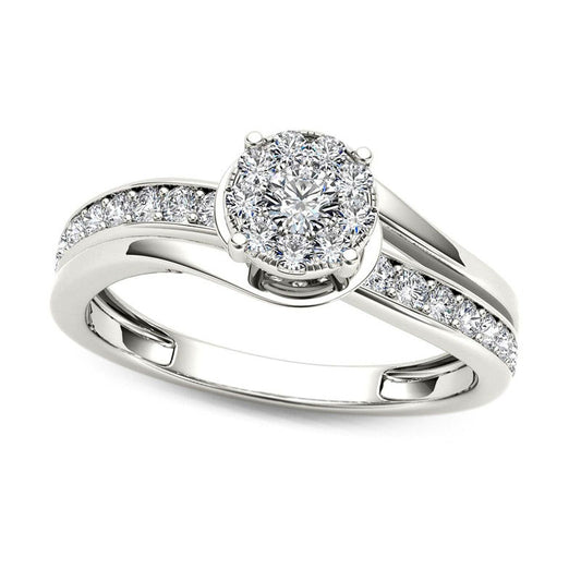 0.75 CT. T.W. Natural Diamond Crossover Engagement Ring in Solid 14K White Gold