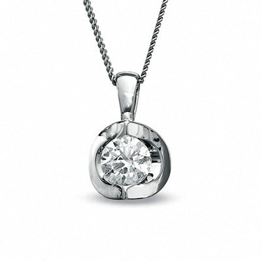 0.2 CT. Certified Canadian Natural Clarity Enhanced Solitaire Pendant in 14K White Gold (I/I2)