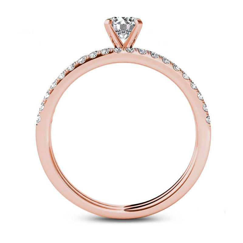 0.75 CT. T.W. Natural Diamond Bridal Engagement Ring Set in Solid 14K Rose Gold