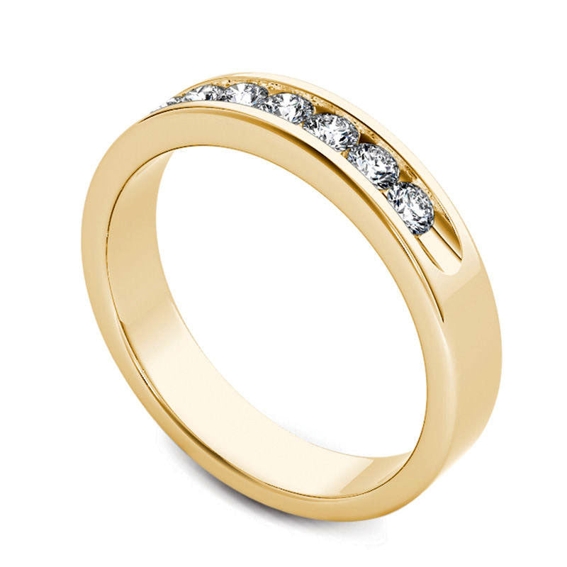 Men's 0.50 CT. T.W. Natural Diamond Seven Stone Wedding Band in Solid 14K Gold