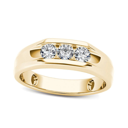 Men's 0.50 CT. T.W. Natural Diamond Three Stone Wedding Band in Solid 14K Gold